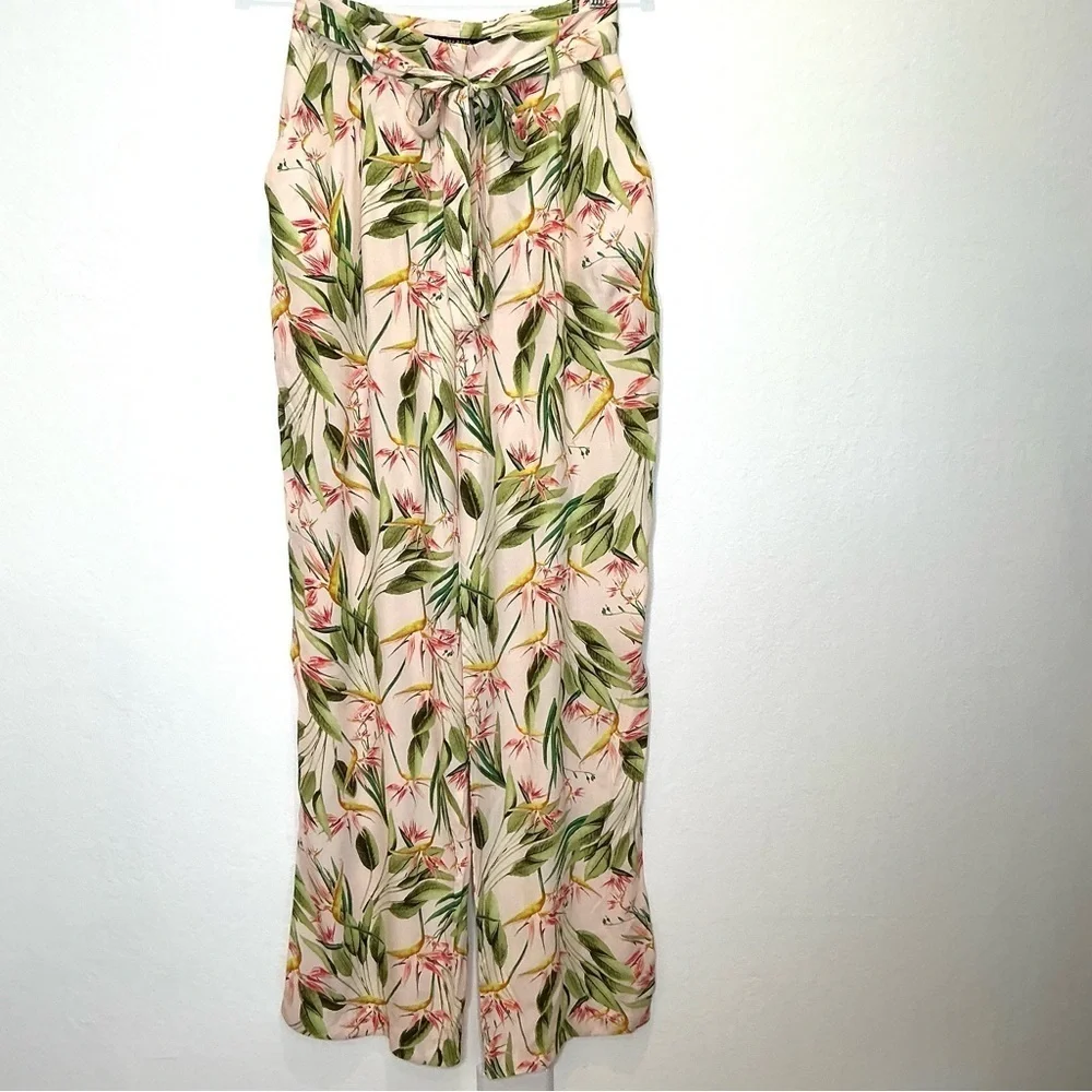 Zara Birds of Paradise Tropical Print Matching Set Top & Pants